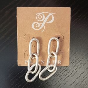 Plunder Silver Tone Chain Link Dangle Earrings